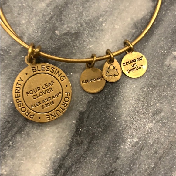 Gold Alex + Ani four leaf clover bangle - Picture 3 of 3